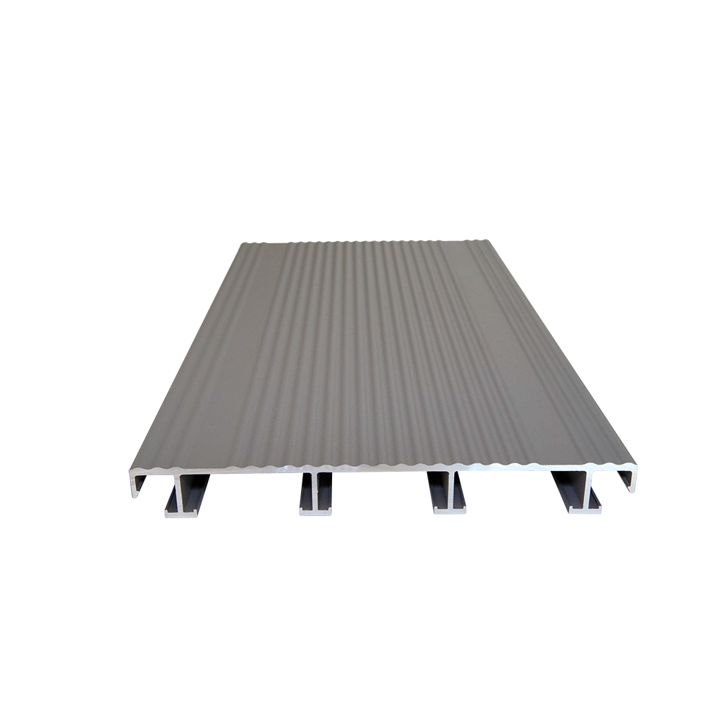 sanFLOOR Terrassendiele 162 gerillt - RAL 9007 Textur Graualuminium Vorderansicht