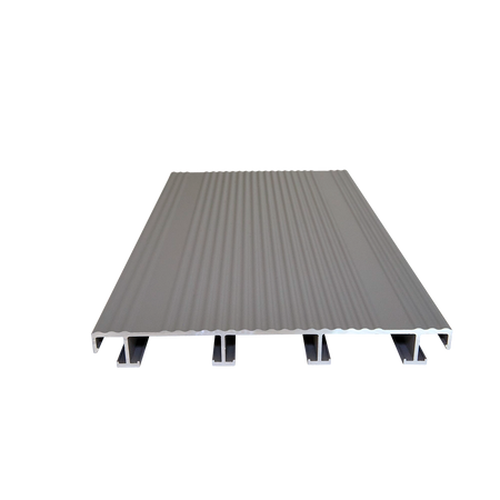 sanFLOOR Terrassendiele 162 gerillt - RAL 9007 Textur Graualuminium Vorderansicht