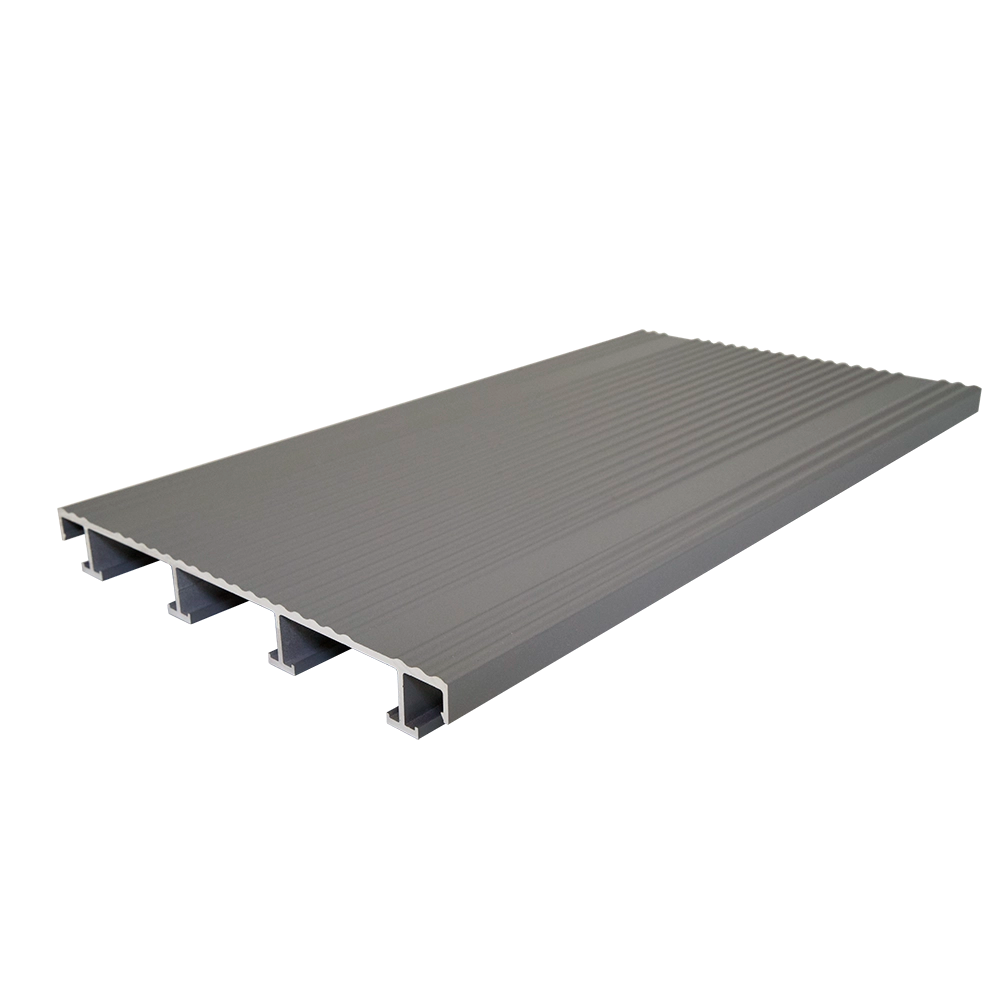 sanFLOOR Terrassendiele 162 gerillt - RAL 9007 Textur Graualuminium Seitenansicht