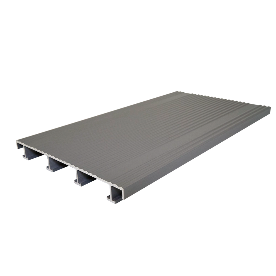 sanFLOOR Terrassendiele 162 gerillt - RAL 9007 Textur Graualuminium Seitenansicht