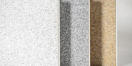 BalkoFLOOR Granit-Oberflächen in verschiedenen Farbvarianten von Weiß über Grau bis Beige für rutschfeste und formstabile Aluminium-Terrassendielen
